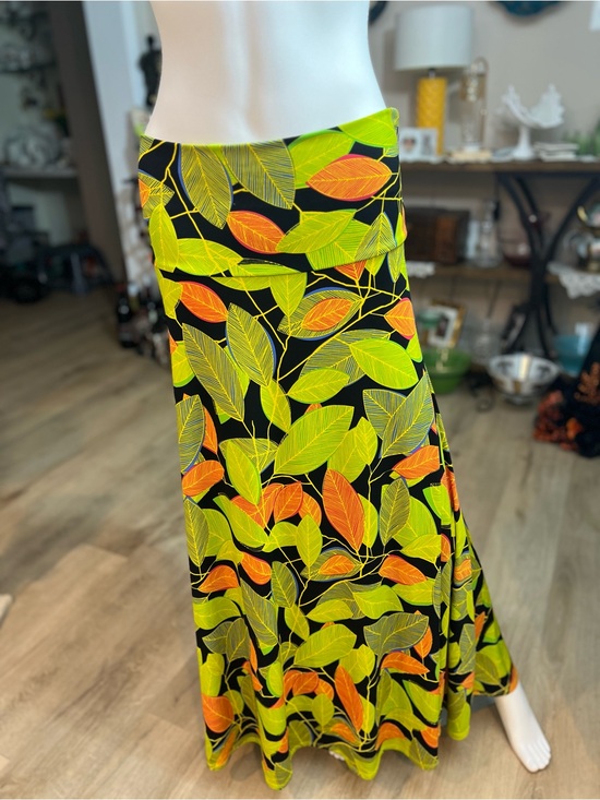LuLaRoe Dresses & Skirts - LuLaRoe Neon Leaf-Print Maxi Skirt in Black, Lime & Orange